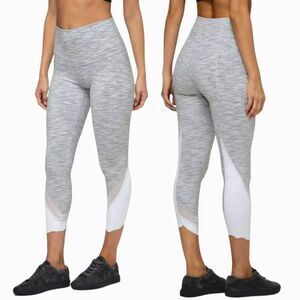 Lululemon Legging Wunder Under Crop II Light Grey Heather Scallop Size 6 Pull On